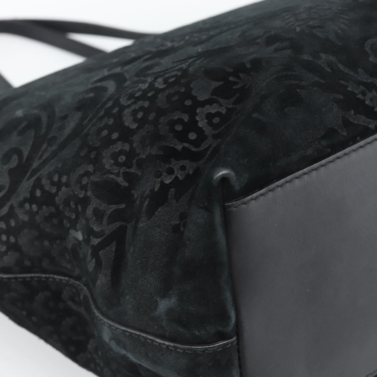 GUCCI Tote Bag Suede Black Gold 305585 Auth BA13459