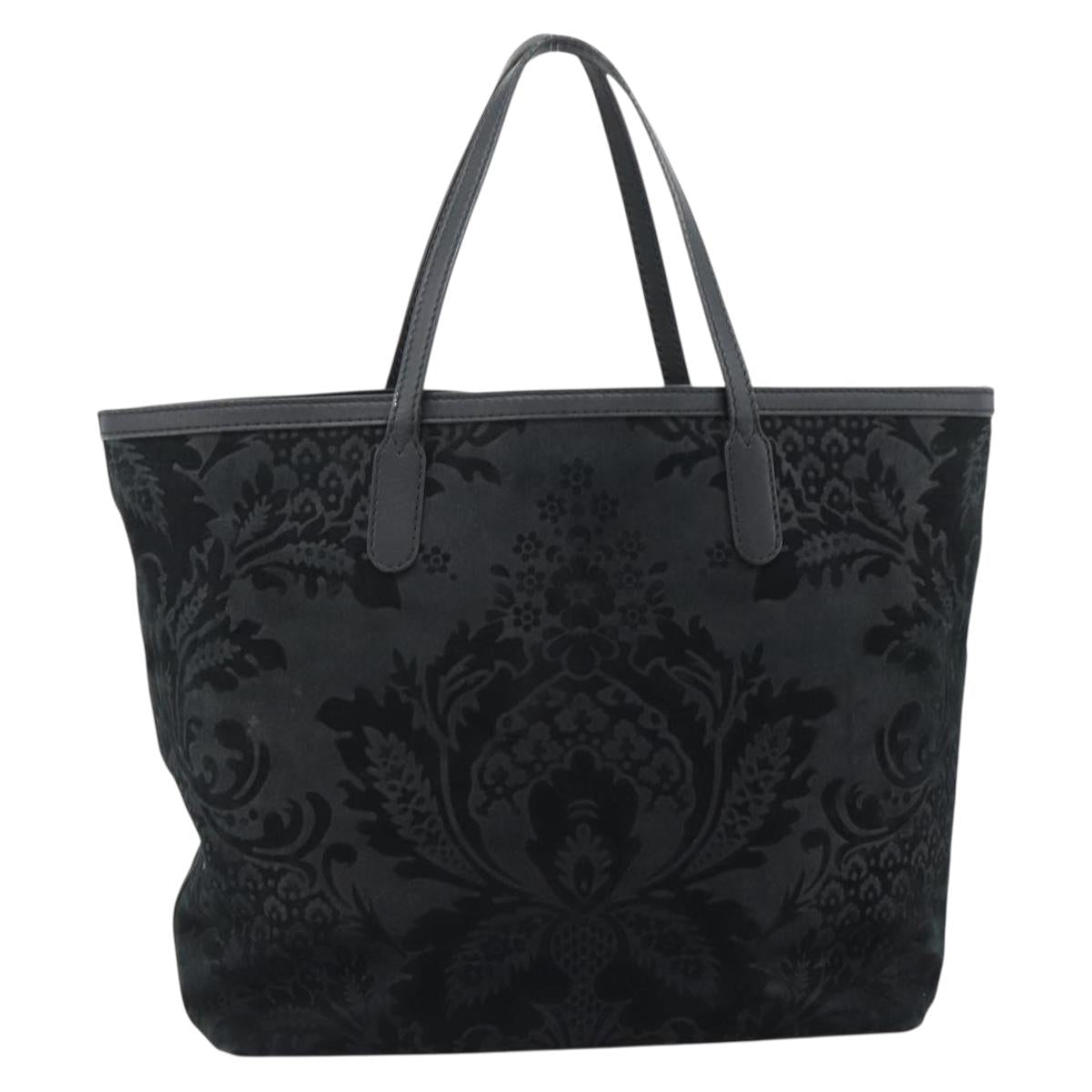 GUCCI Tote Bag Suede Black Gold 305585 Auth BA13459