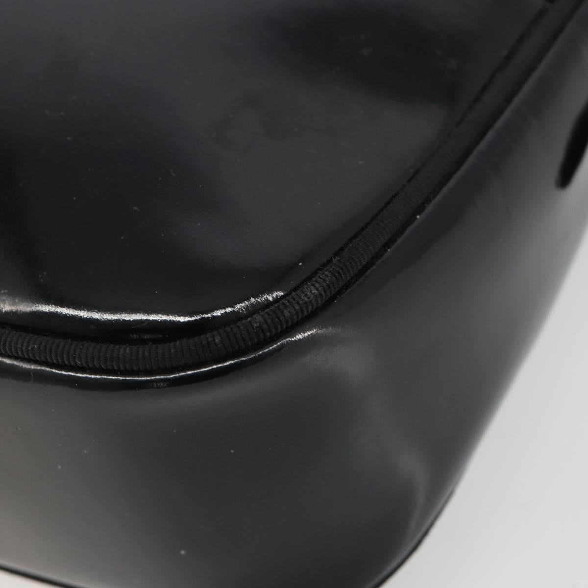 Salvatore Ferragamo Shoulder Bag Patent Leather Black Gold Auth BA13465