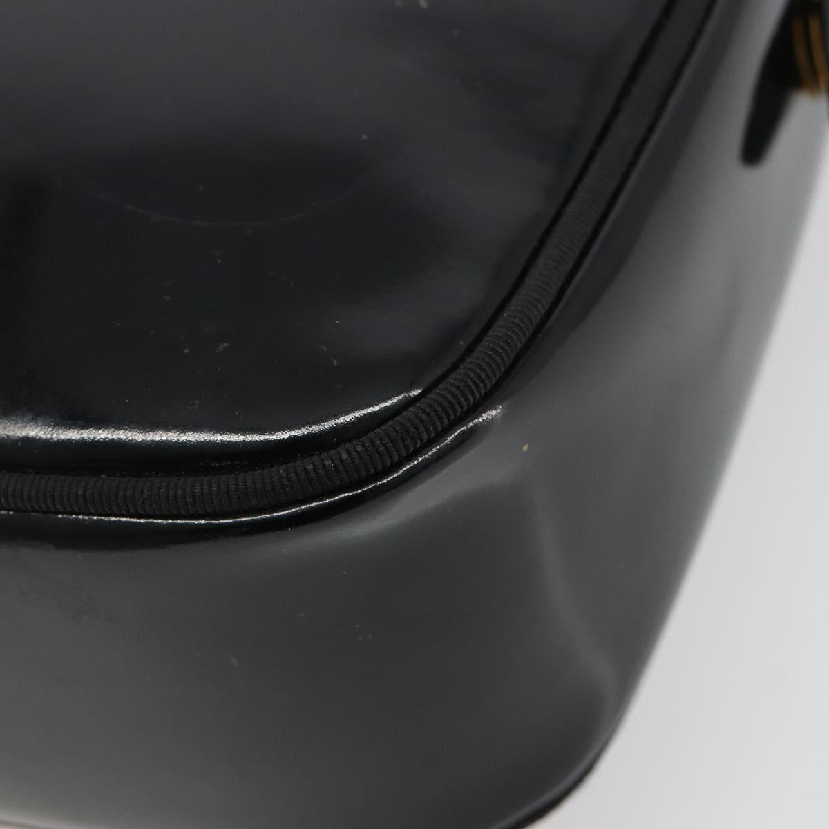 Salvatore Ferragamo Shoulder Bag Patent Leather Black Gold Auth BA13465