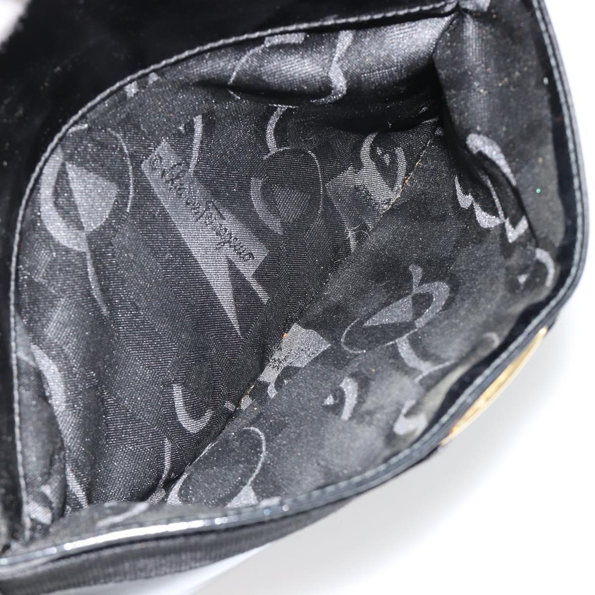 Salvatore Ferragamo Shoulder Bag Patent Leather Black Gold Auth BA13465