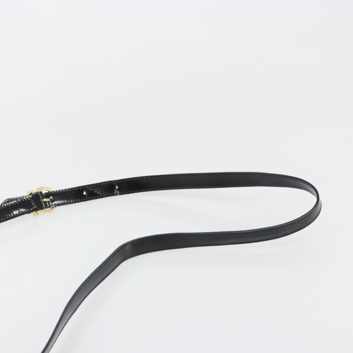 Salvatore Ferragamo Shoulder Bag Patent Leather Black Gold Auth BA13465