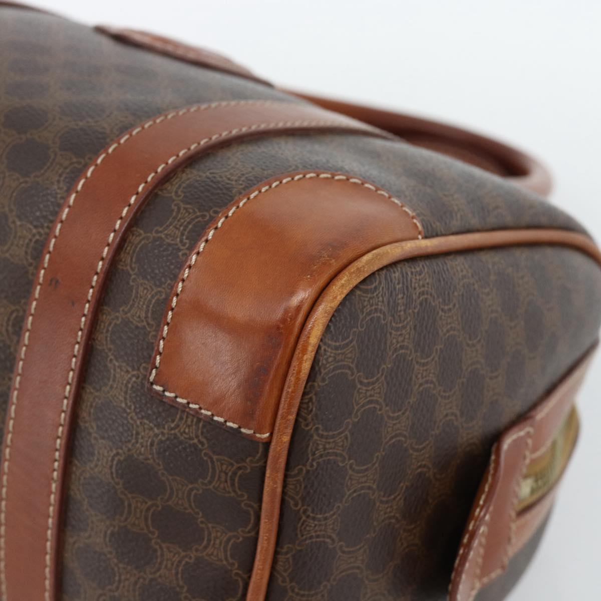 CELINE Macadam Canvas Hand Bag PVC Leather Brown Gold Auth BA13467
