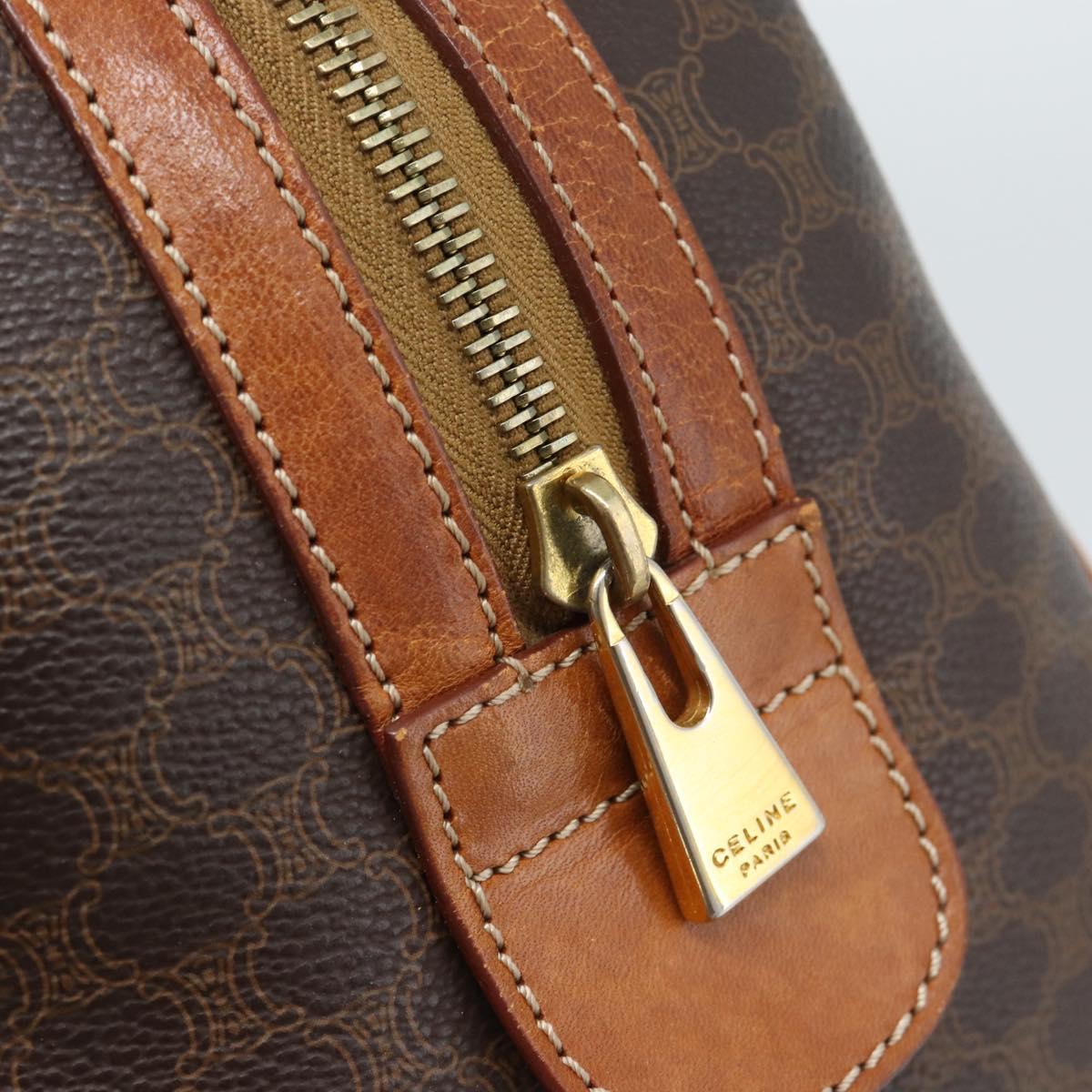 CELINE Macadam Canvas Hand Bag PVC Leather Brown Gold Auth BA13467