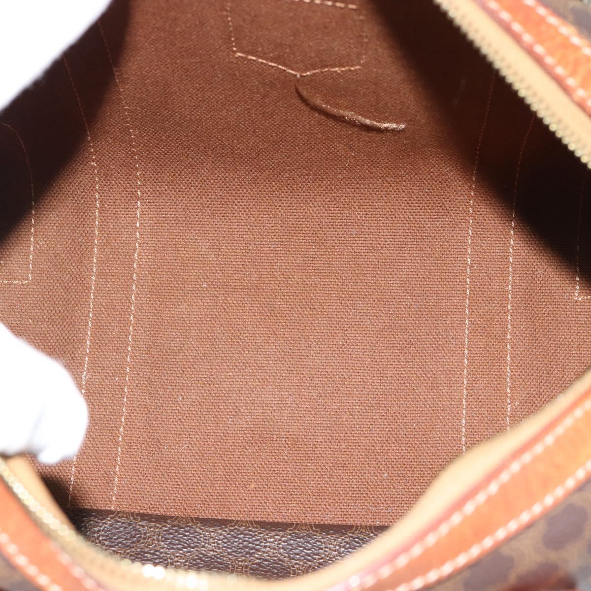 CELINE Macadam Canvas Hand Bag PVC Leather Brown Gold Auth BA13467