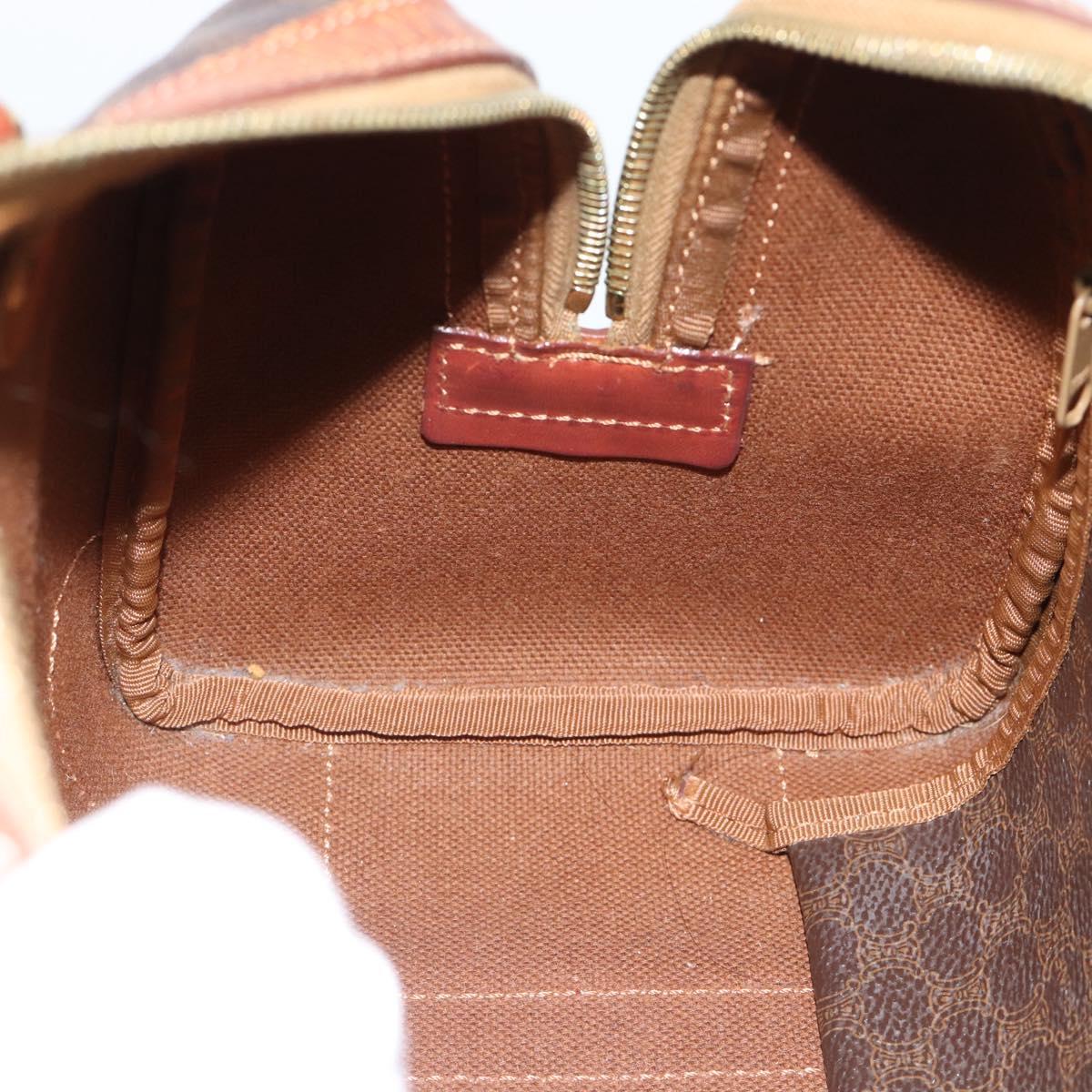 CELINE Macadam Canvas Hand Bag PVC Leather Brown Gold Auth BA13467