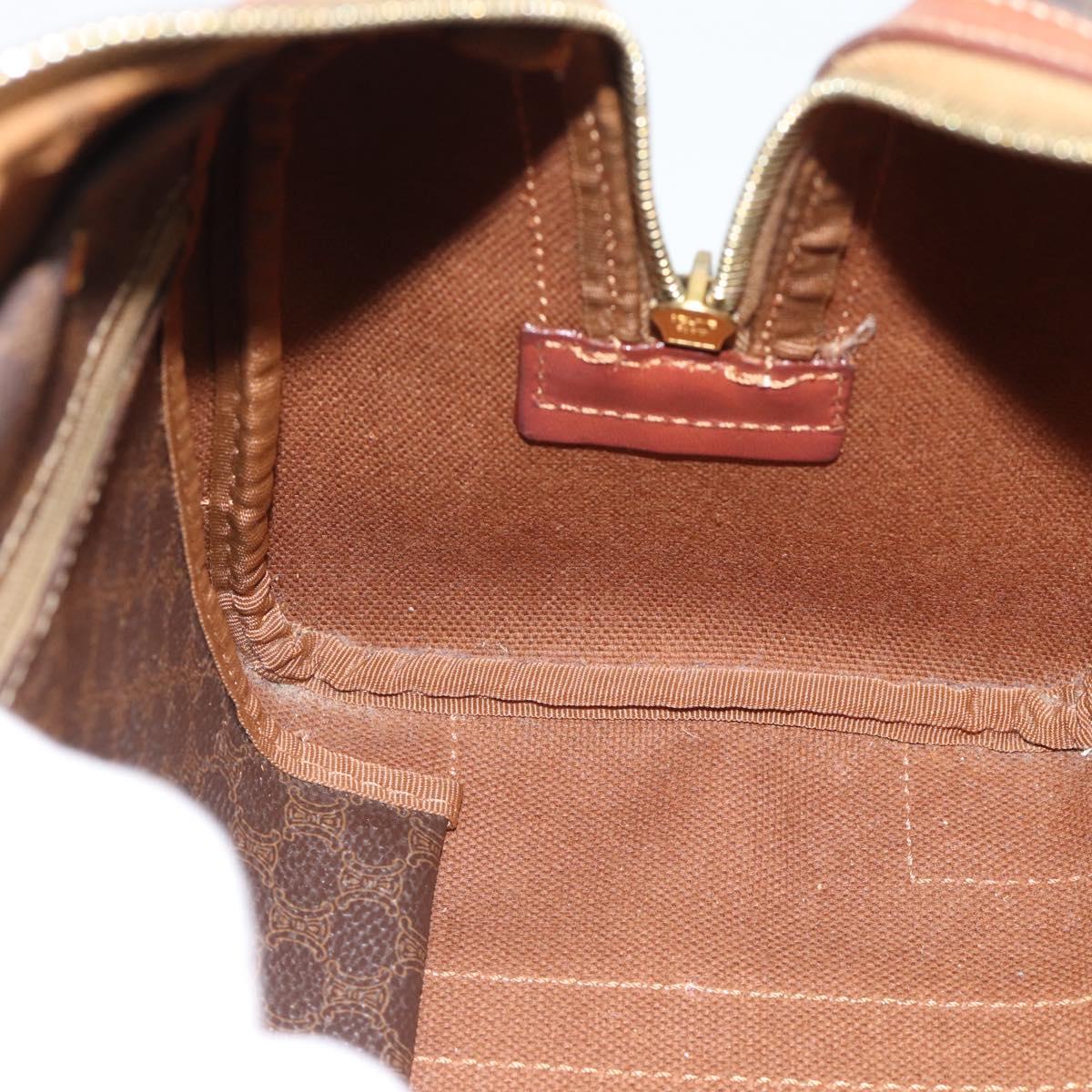 CELINE Macadam Canvas Hand Bag PVC Leather Brown Gold Auth BA13467
