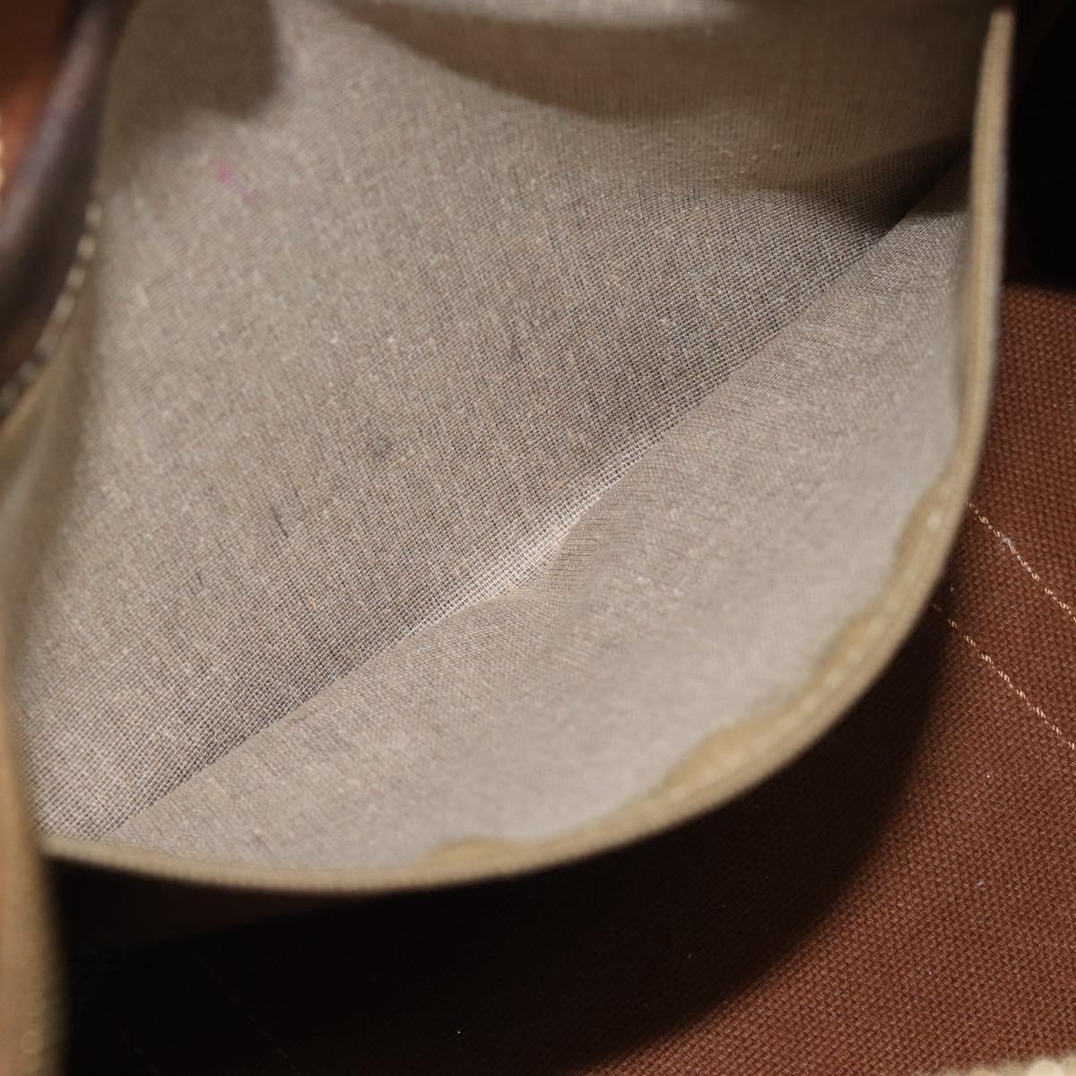 CELINE Macadam Canvas Hand Bag PVC Leather Brown Gold Auth BA13467
