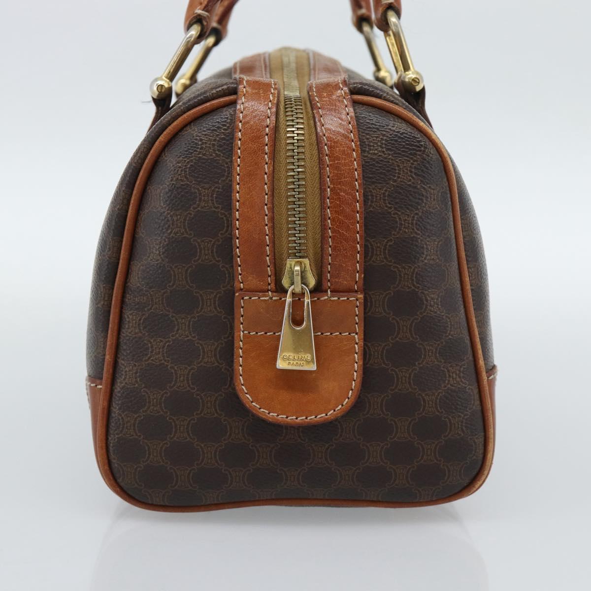 CELINE Macadam Canvas Hand Bag PVC Leather Brown Gold Auth BA13467