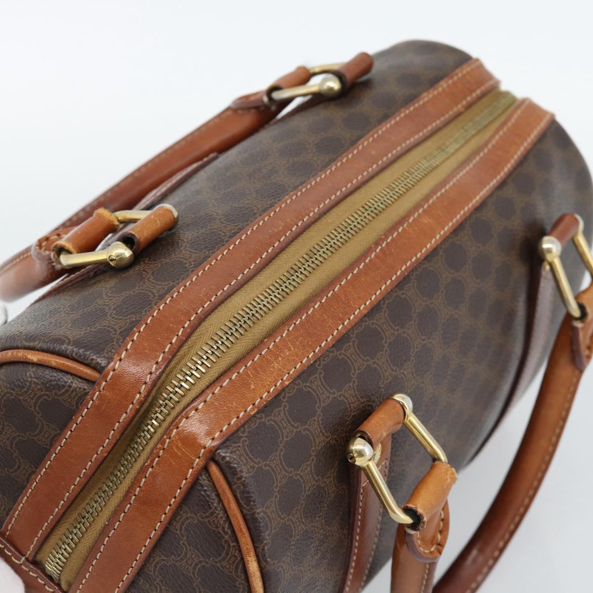 CELINE Macadam Canvas Hand Bag PVC Leather Brown Gold Auth BA13467