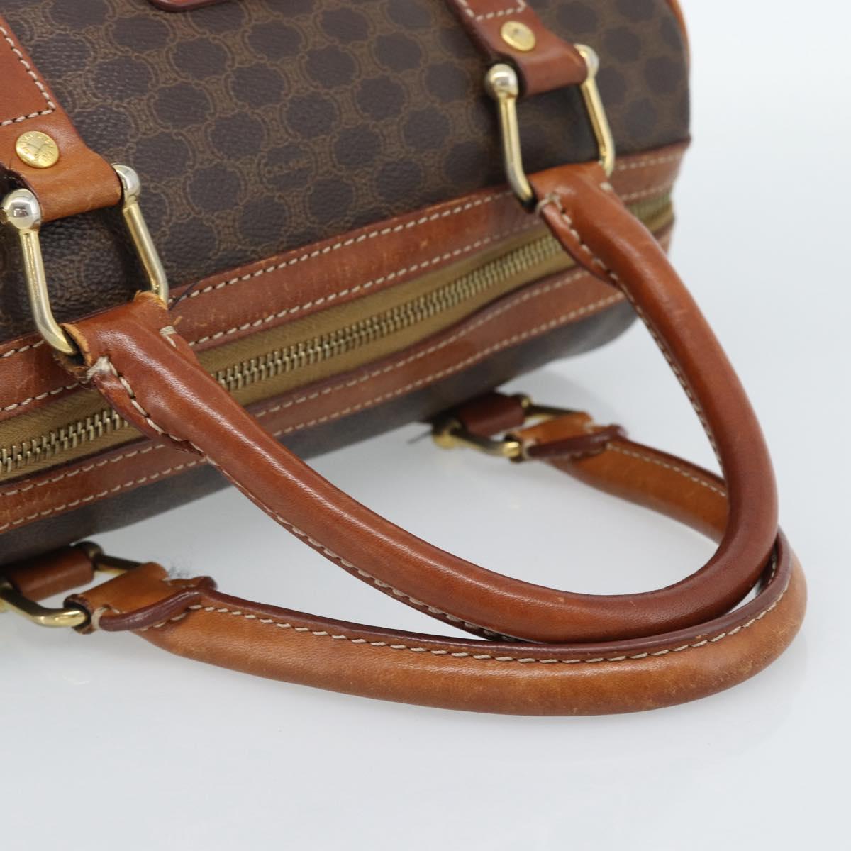 CELINE Macadam Canvas Hand Bag PVC Leather Brown Gold Auth BA13467