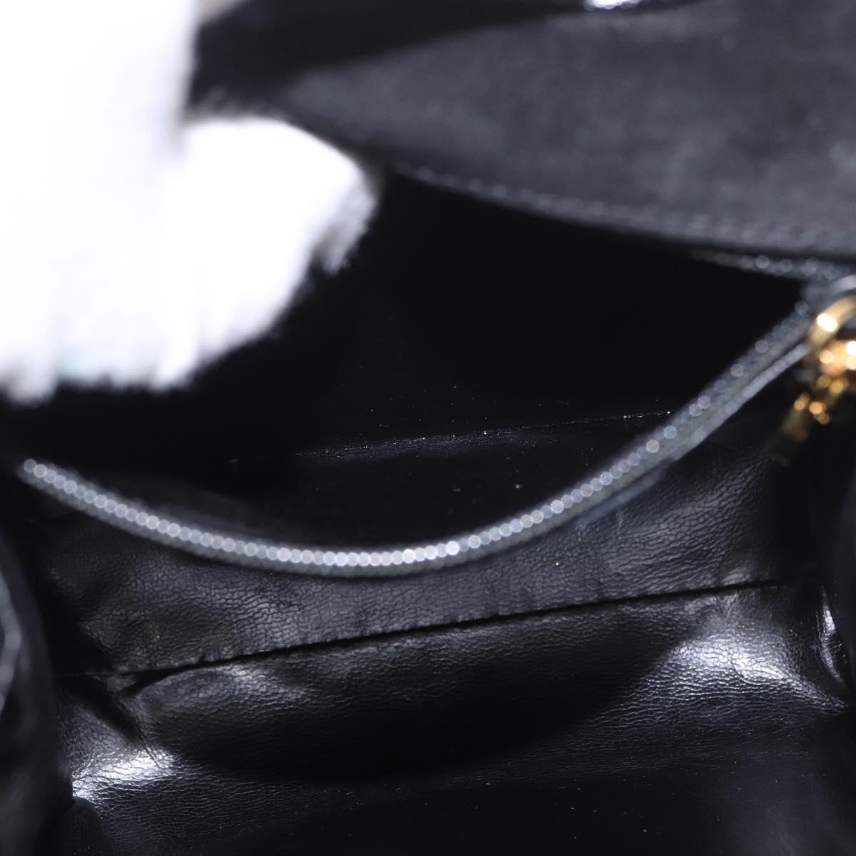 Salvatore Ferragamo Vara Ribbon Hand Bag Suede 2way Black Gold Auth BA13469