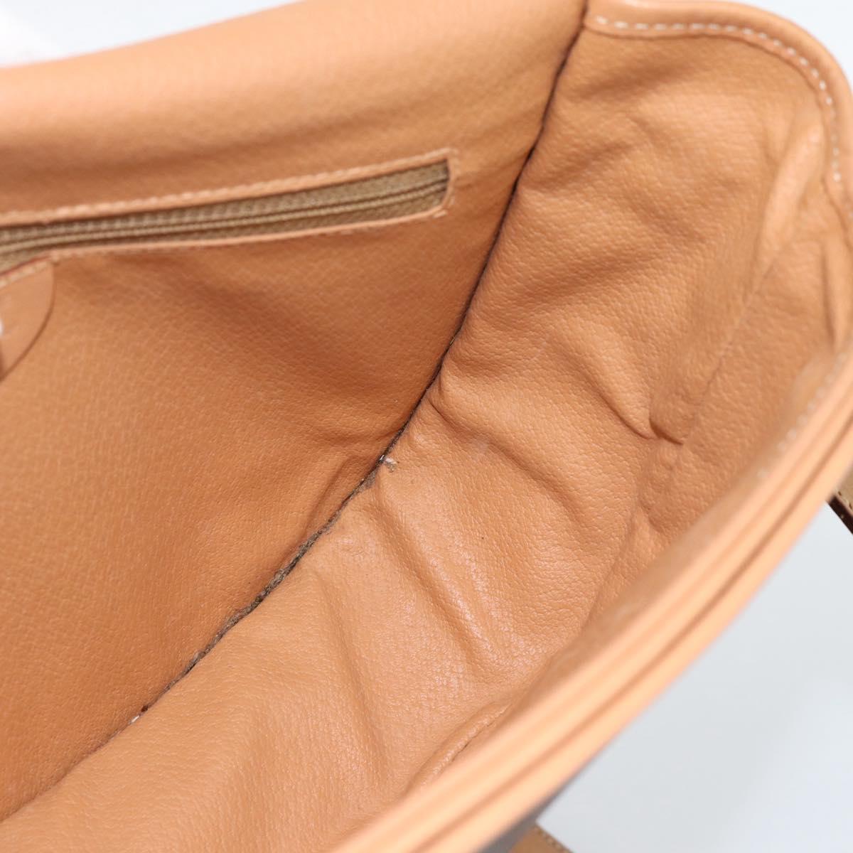 CELINE Macadam Canvas Shoulder Bag PVC Leather Brown Gold Auth BA13476