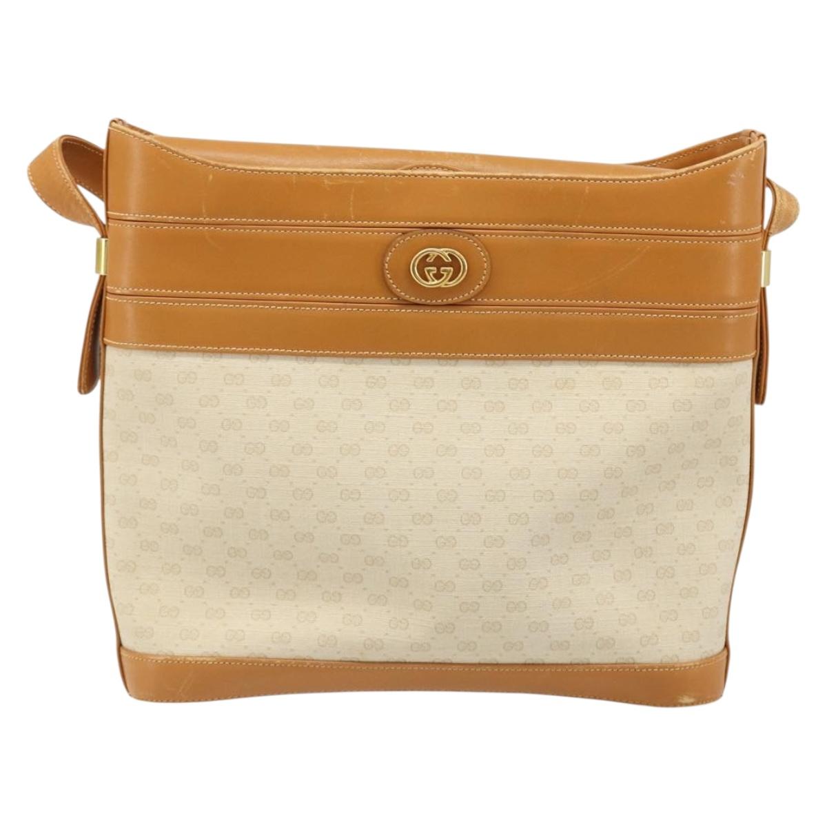 GUCCI Micro GG Supreme Shoulder Bag PVC White Gold 001 109 0579 Auth BA13477