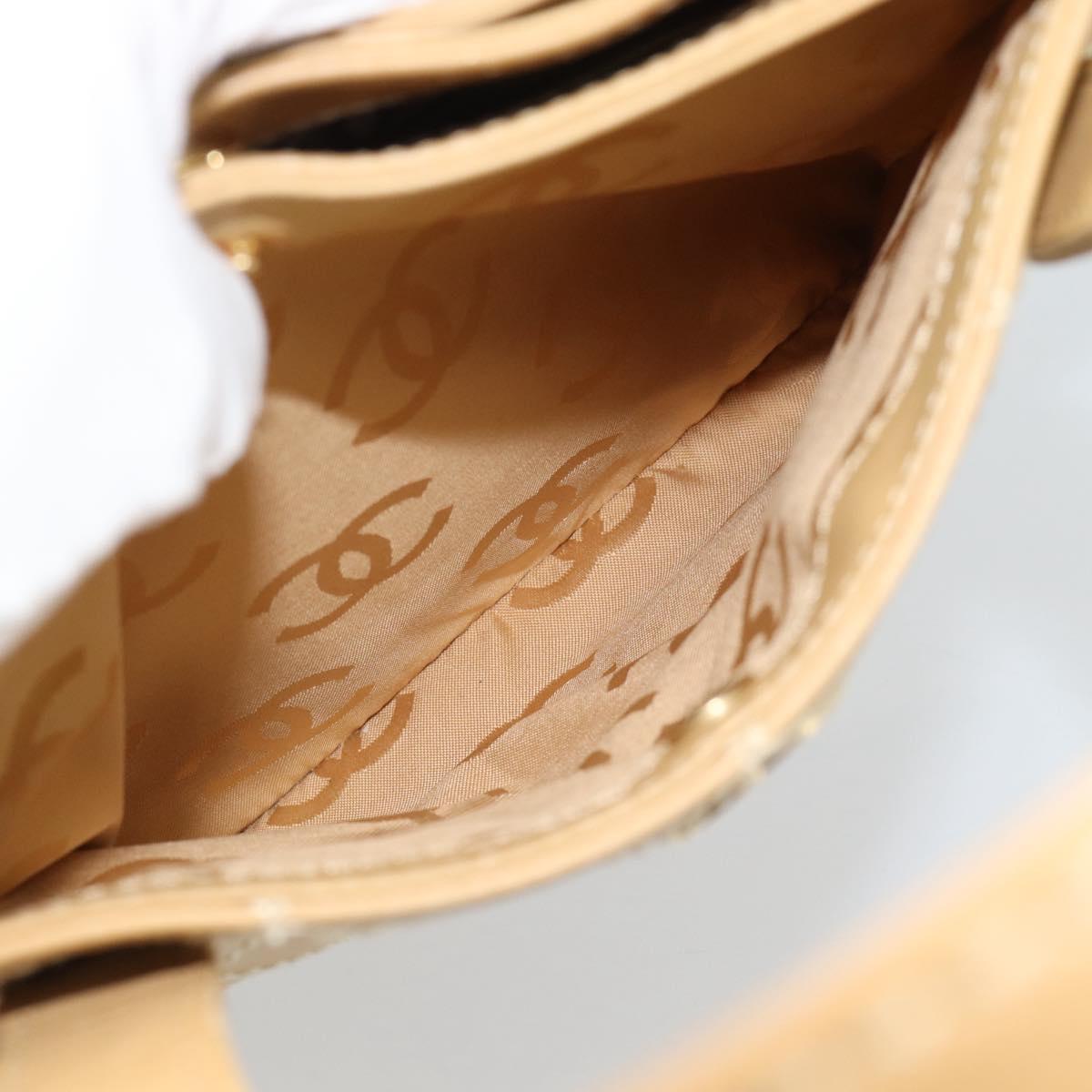 CHANEL Wild Stitch Hand Bag Leather Beige Gold CC Auth BA13478A