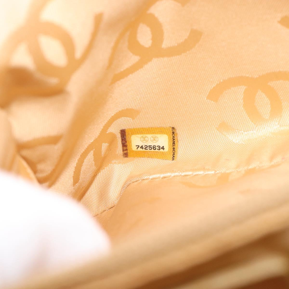 CHANEL Wild Stitch Hand Bag Leather Beige Gold CC Auth BA13478A