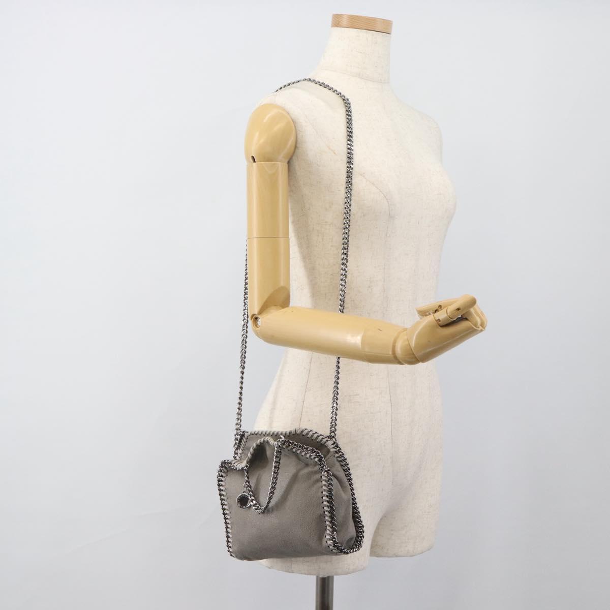 Stella MacCartney Falabella Bag Suede 2way Gray Silver 495150 Auth BA13479A