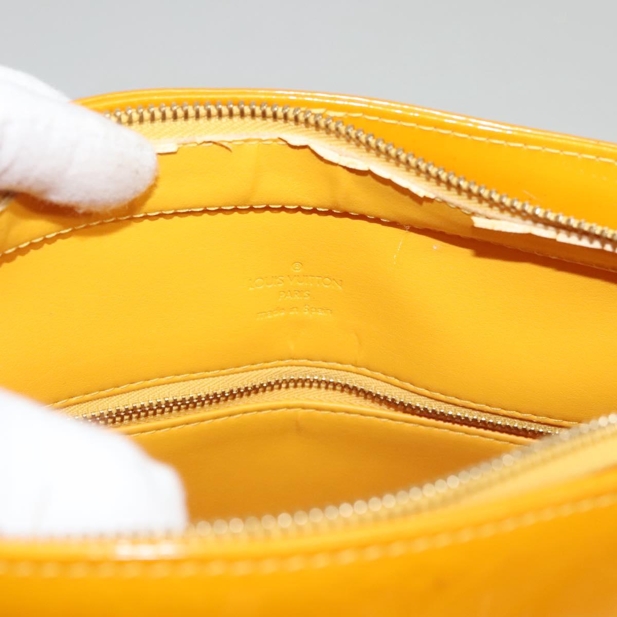 LOUIS VUITTON Monogram Vernis Houston Hand Bag Jaune M91121 LV Auth BA1348