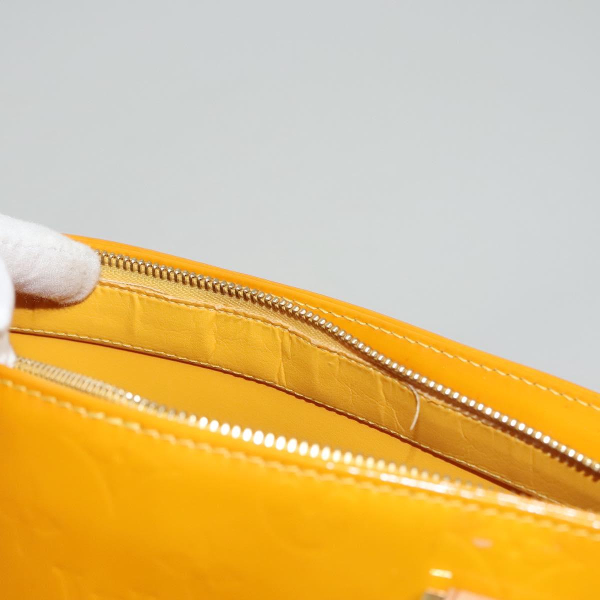 LOUIS VUITTON Monogram Vernis Houston Hand Bag Jaune M91121 LV Auth BA1348