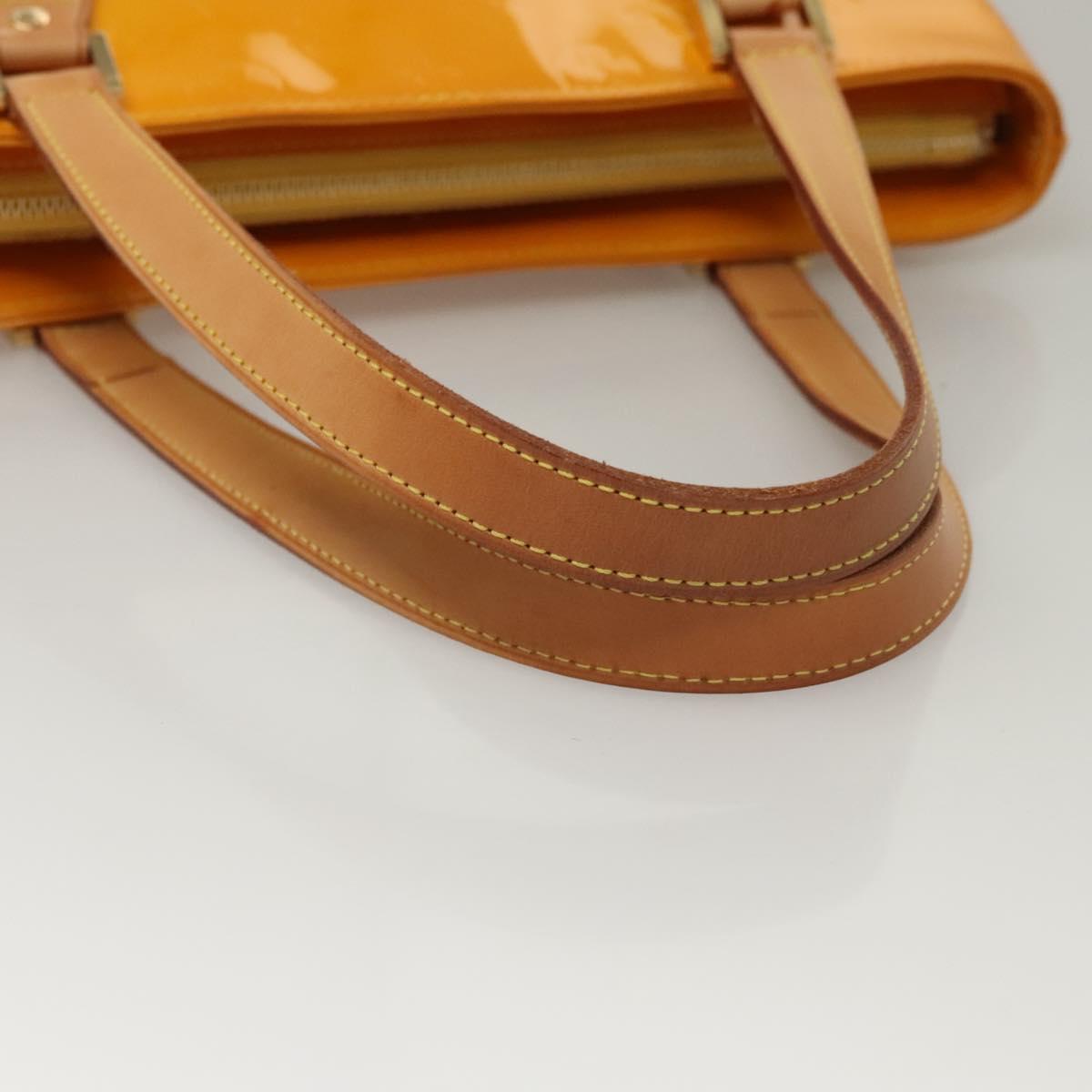 LOUIS VUITTON Monogram Vernis Houston Hand Bag Jaune M91121 LV Auth BA1348