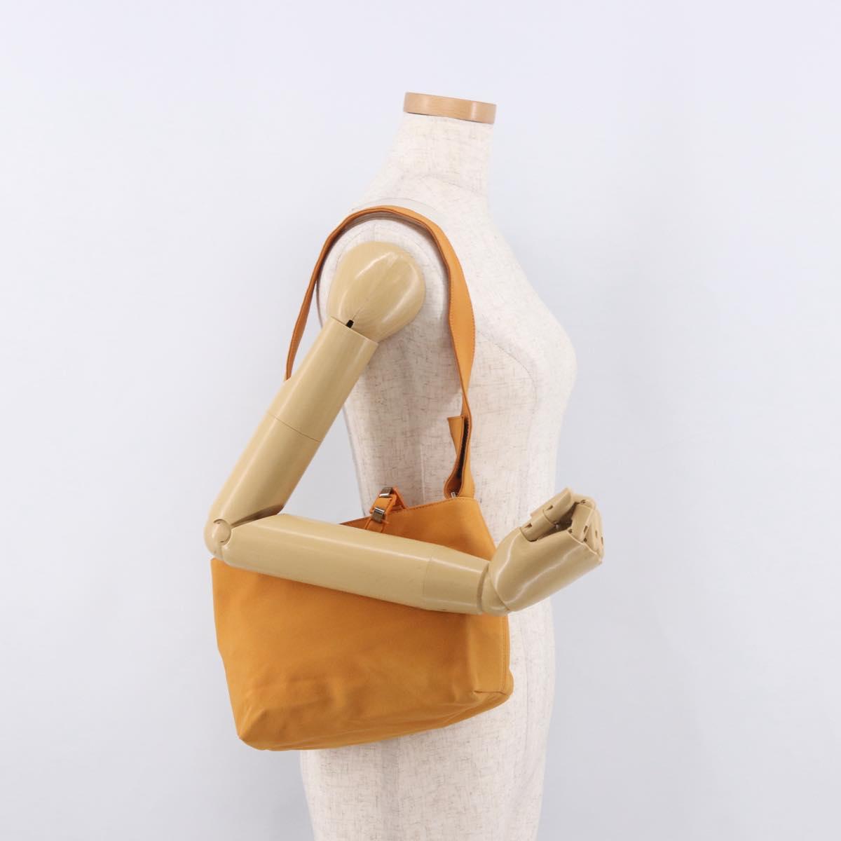 Salvatore Ferragamo Vala Hand Bag Canvas 2way Orange Silver Auth BA13480