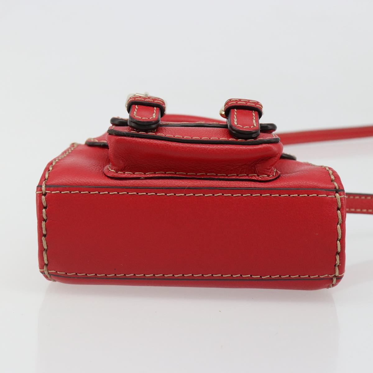 Chloe Hand Bag Leather 2way Red Gold Auth BA13481A