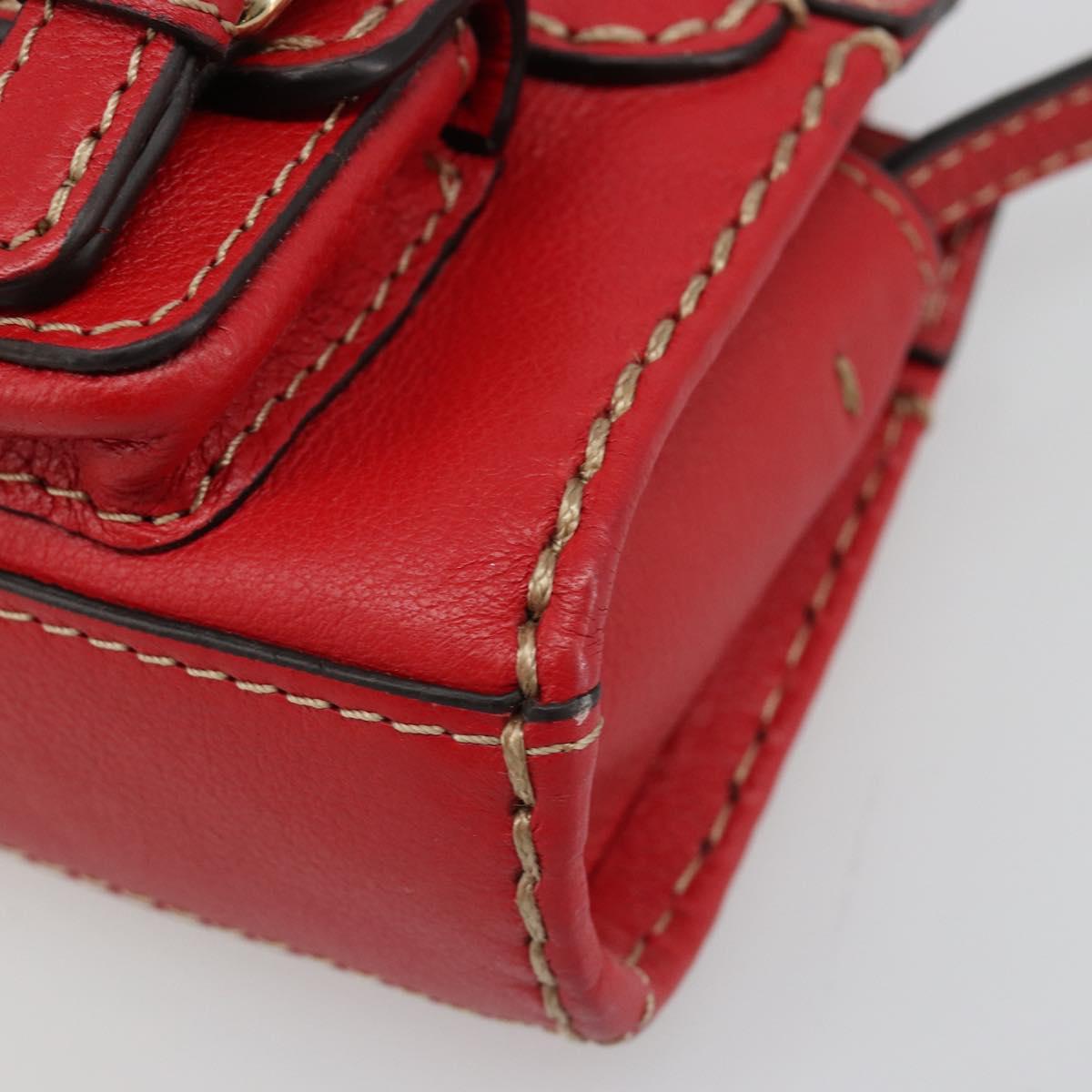 Chloe Hand Bag Leather 2way Red Gold Auth BA13481A