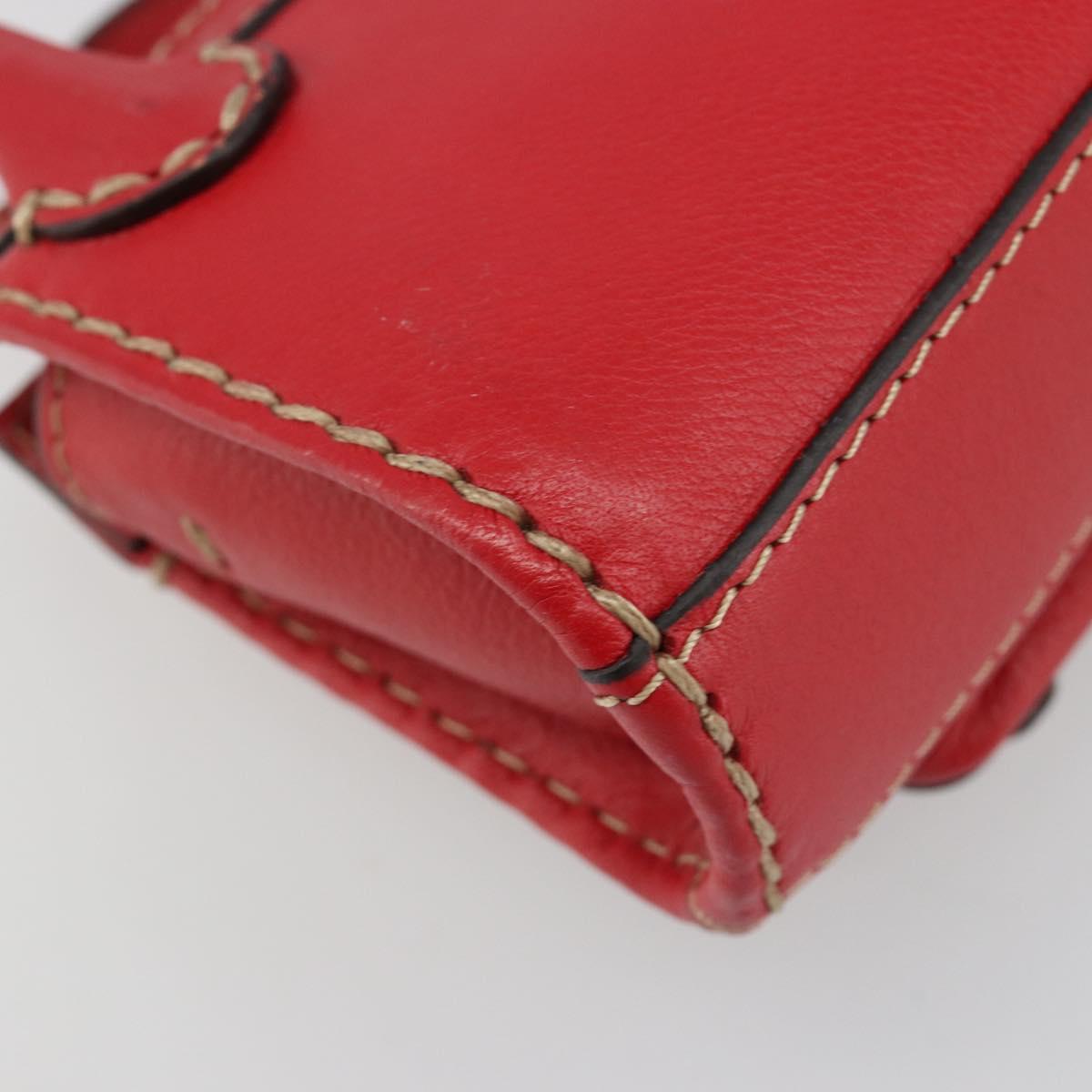 Chloe Hand Bag Leather 2way Red Gold Auth BA13481A