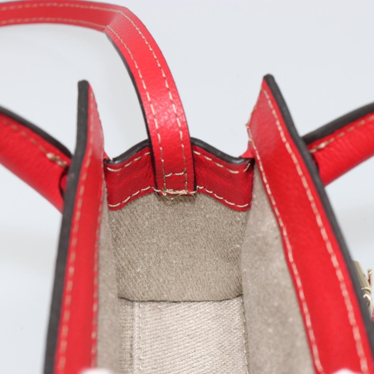 Chloe Hand Bag Leather 2way Red Gold Auth BA13481A