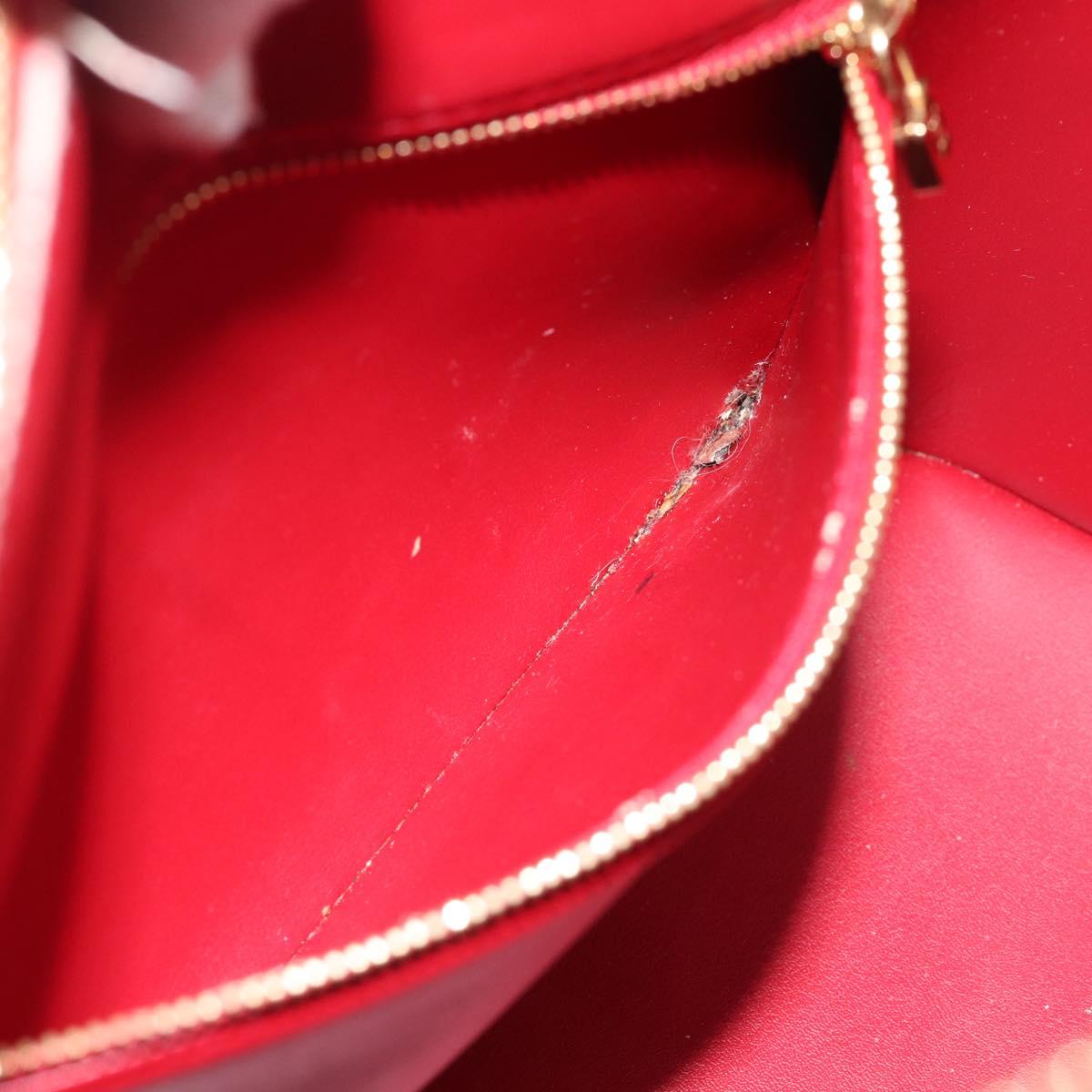 LOUIS VUITTON Monogram Vernis Houston Hand Bag Pomme D'amour M91385 Auth BA13484