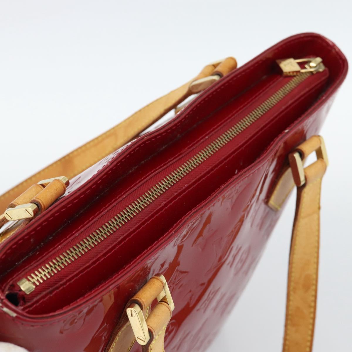 LOUIS VUITTON Monogram Vernis Houston Hand Bag Pomme D'amour M91385 Auth BA13484