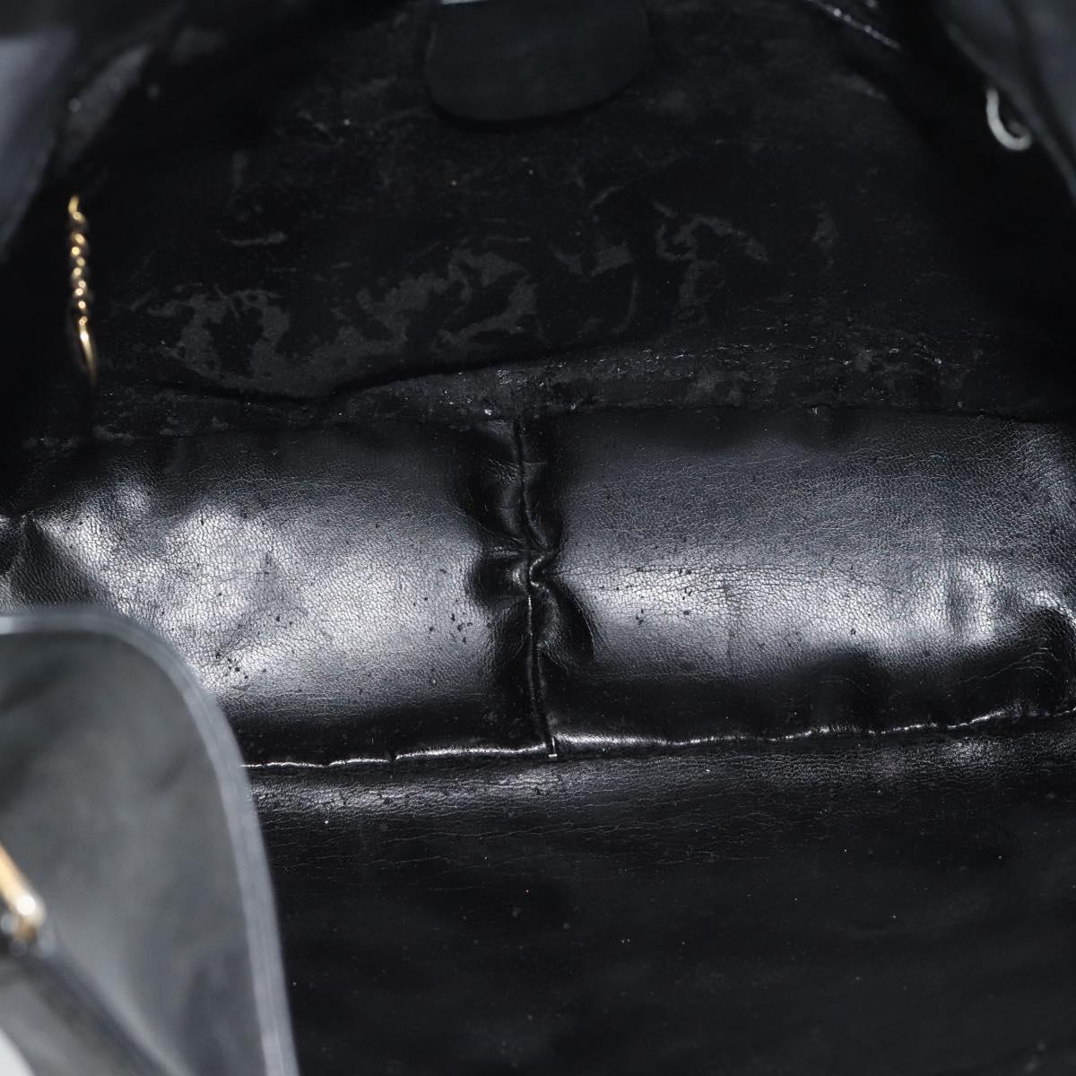 GUCCI Bamboo Hand Bag Leather 2way Black Gold 000 1448 1638 Auth BA13487