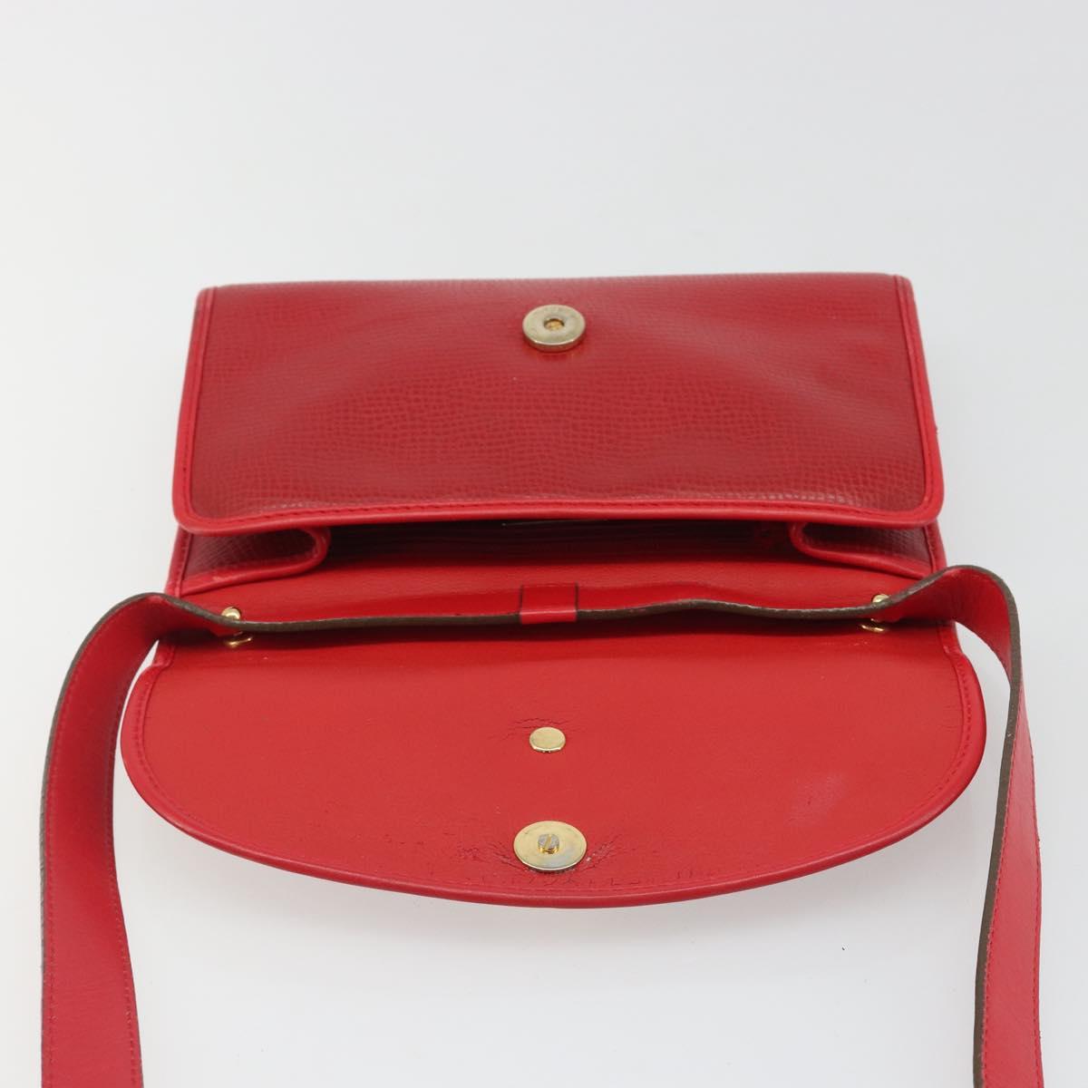 Christian Dior Shoulder Bag Leather Red Gold Auth BA13488