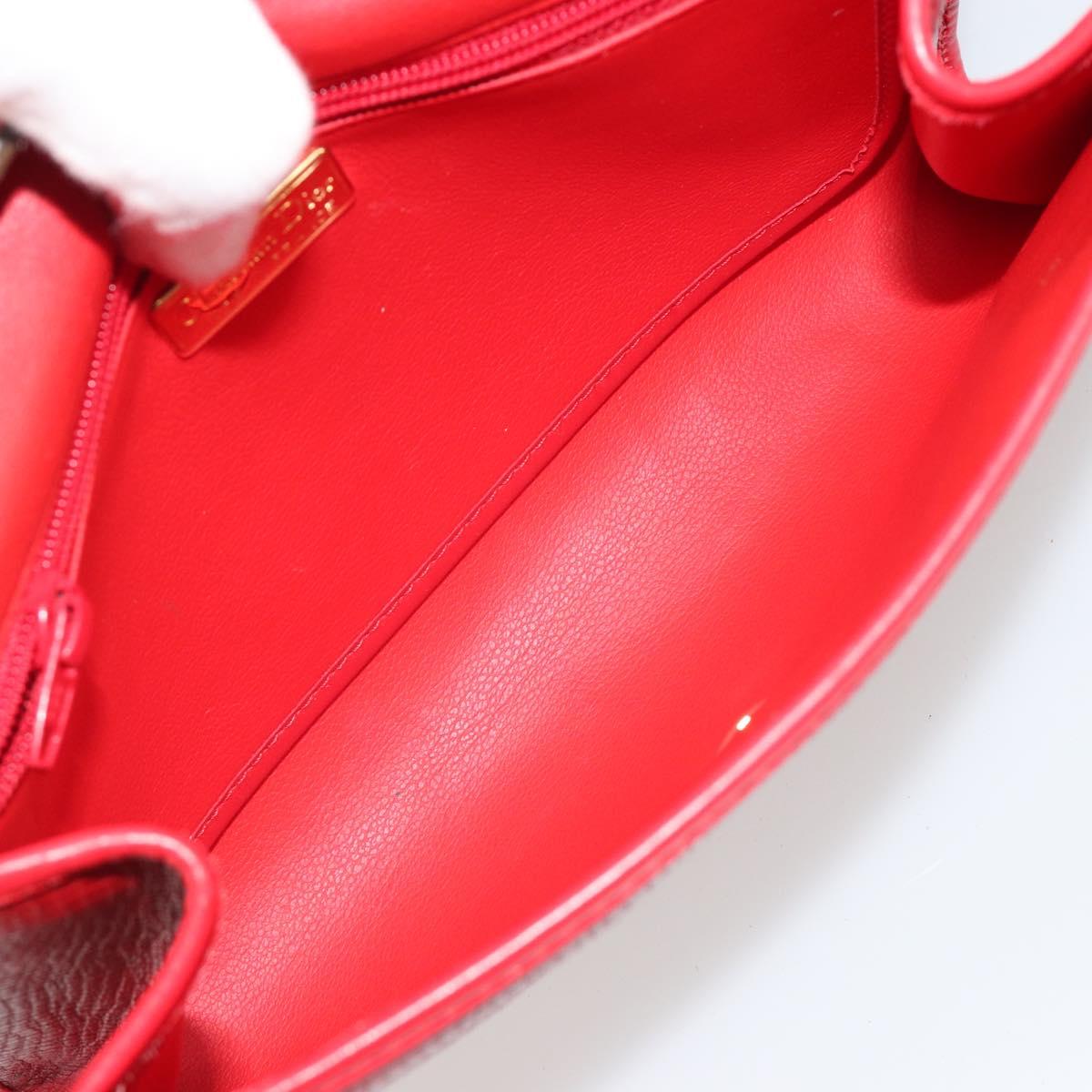 Christian Dior Shoulder Bag Leather Red Gold Auth BA13488