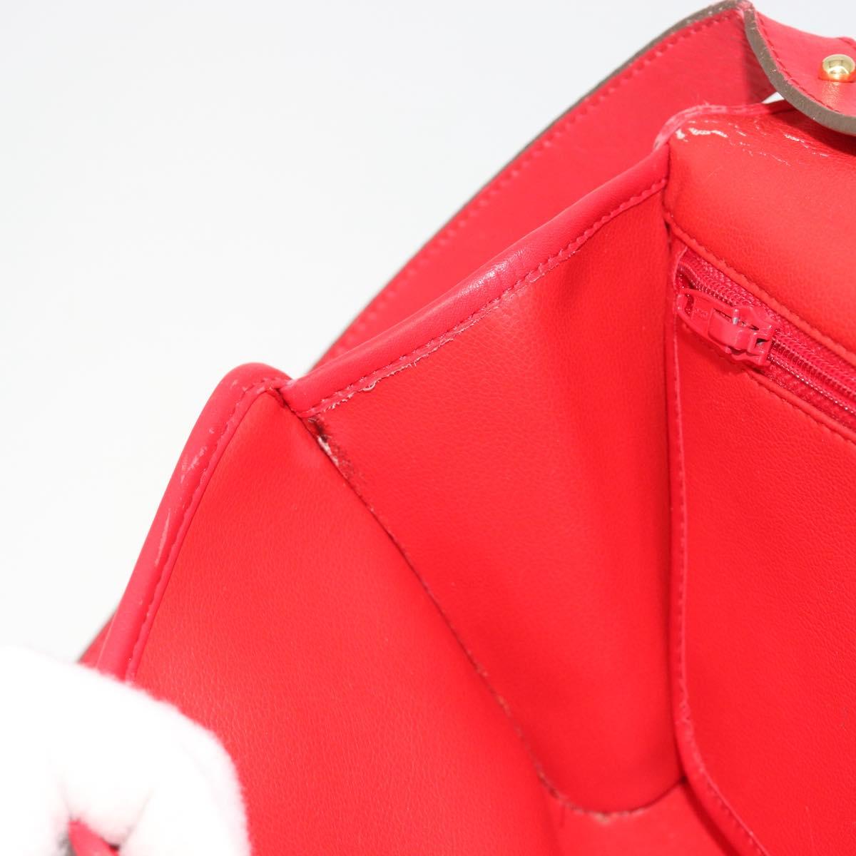 Christian Dior Shoulder Bag Leather Red Gold Auth BA13488
