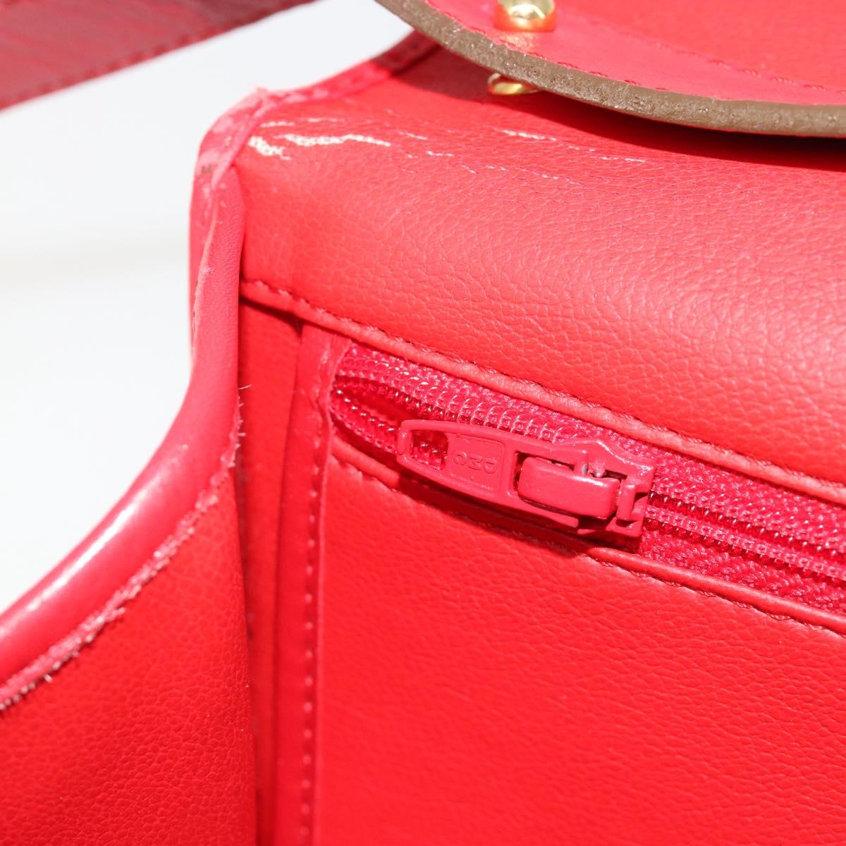 Christian Dior Shoulder Bag Leather Red Gold Auth BA13488