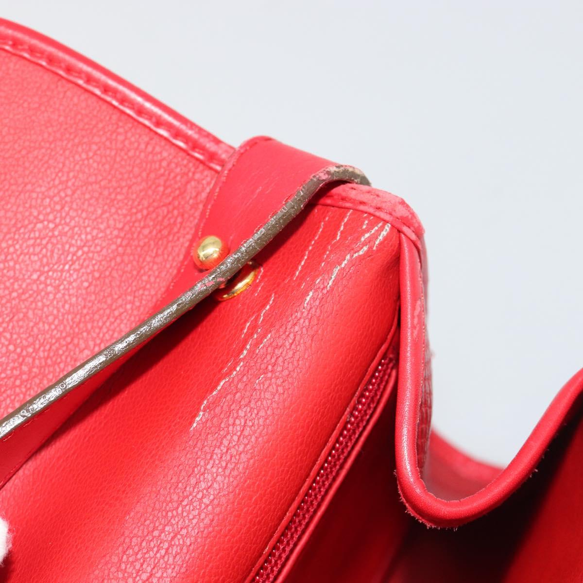 Christian Dior Shoulder Bag Leather Red Gold Auth BA13488