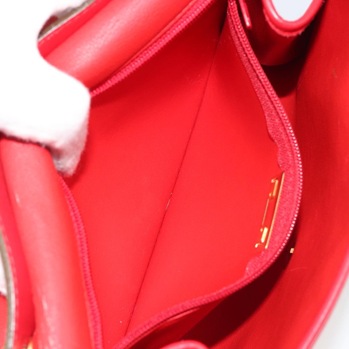 Christian Dior Shoulder Bag Leather Red Gold Auth BA13488