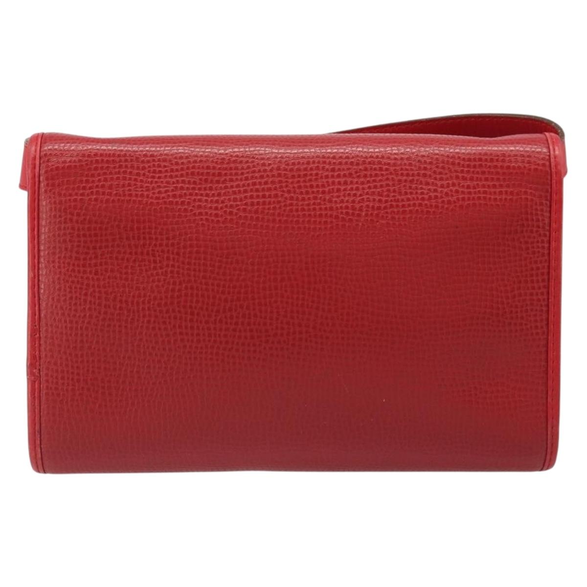 Christian Dior Shoulder Bag Leather Red Gold Auth BA13488