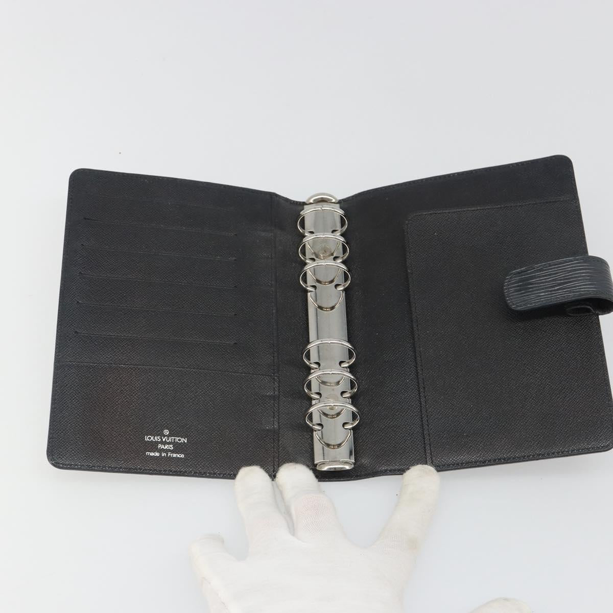 LOUIS VUITTON Epi Agenda MM Day Planner Cover Black R20042 LV Auth BA13491