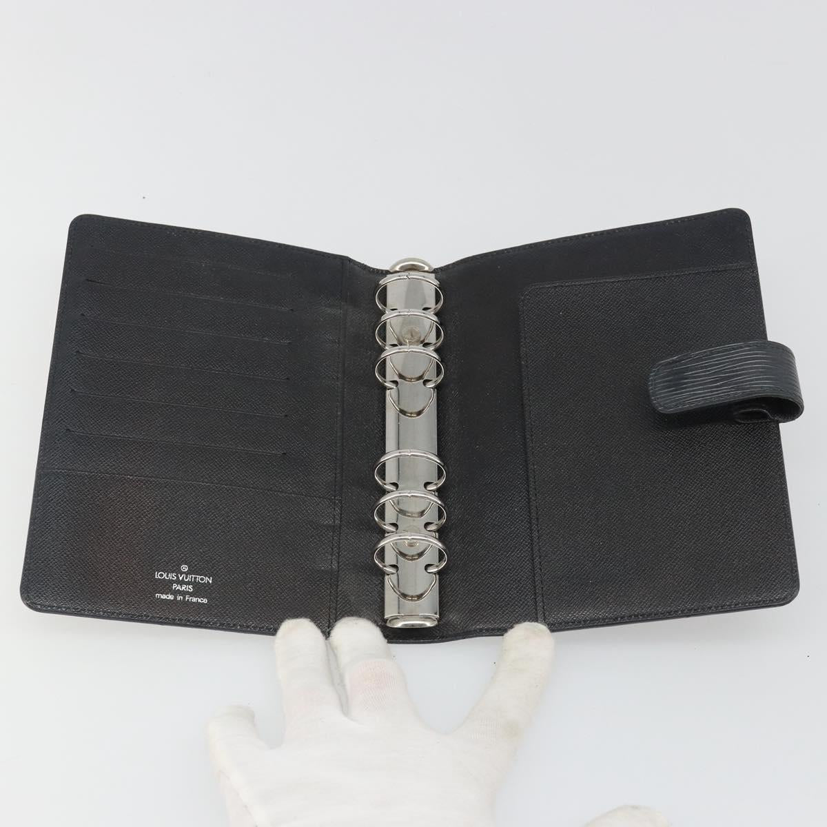 LOUIS VUITTON Epi Agenda MM Day Planner Cover Black R20042 LV Auth BA13491