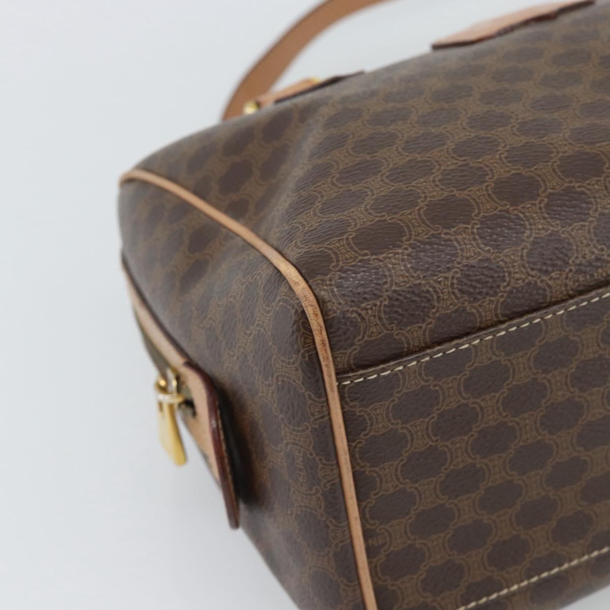 CELINE Macadam Canvas Hand Bag PVC Leather 2way Brown Gold Auth BA13498A