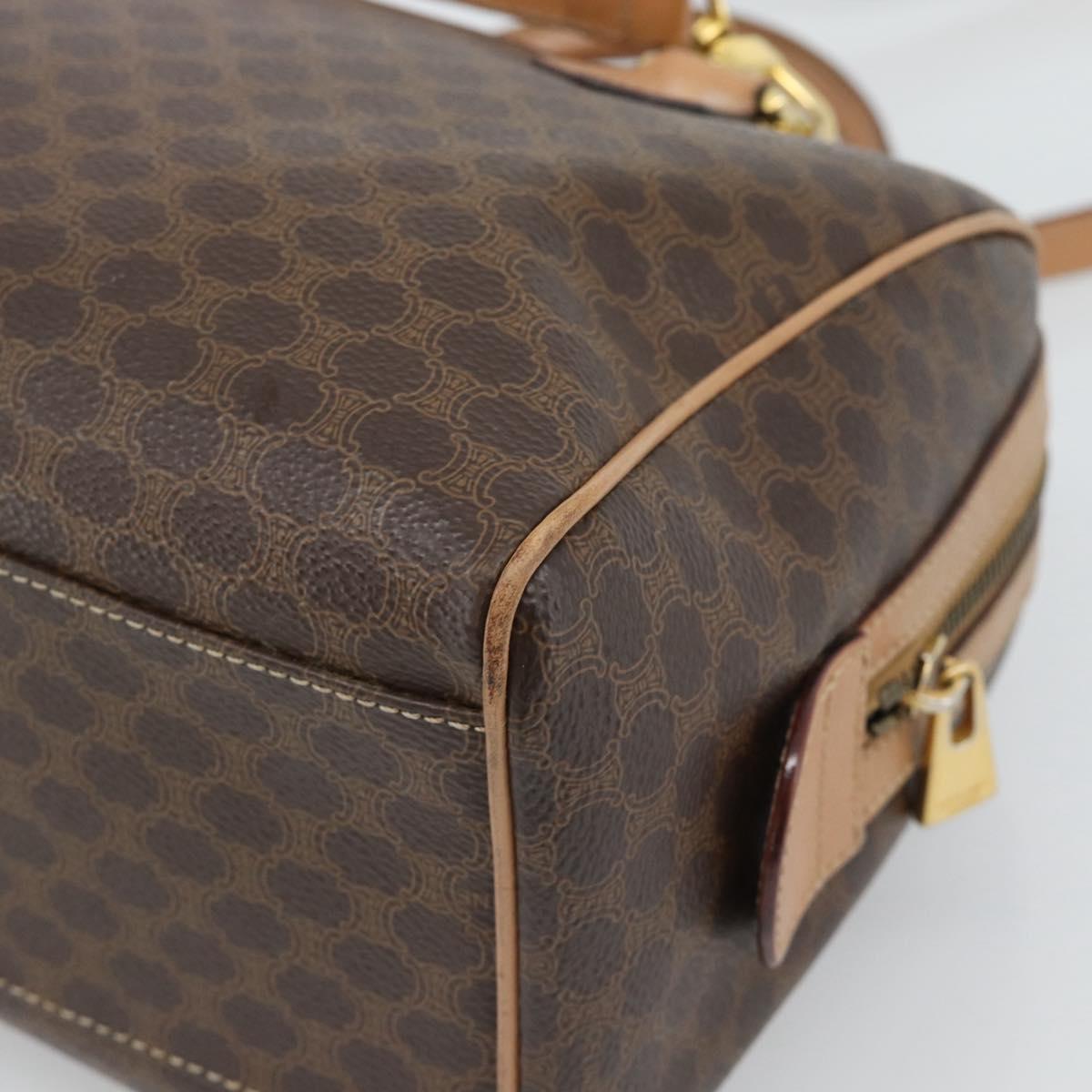 CELINE Macadam Canvas Hand Bag PVC Leather 2way Brown Gold Auth BA13498A