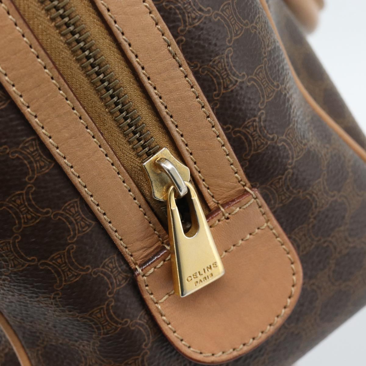 CELINE Macadam Canvas Hand Bag PVC Leather 2way Brown Gold Auth BA13498A