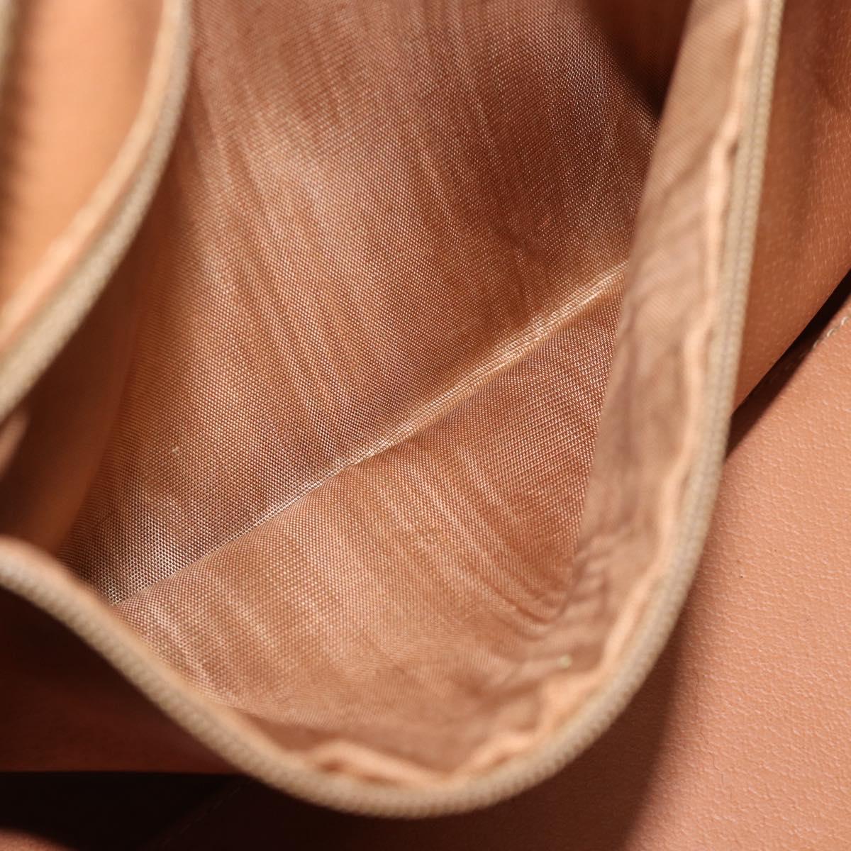 CELINE Macadam Canvas Hand Bag PVC Leather 2way Brown Gold Auth BA13498A