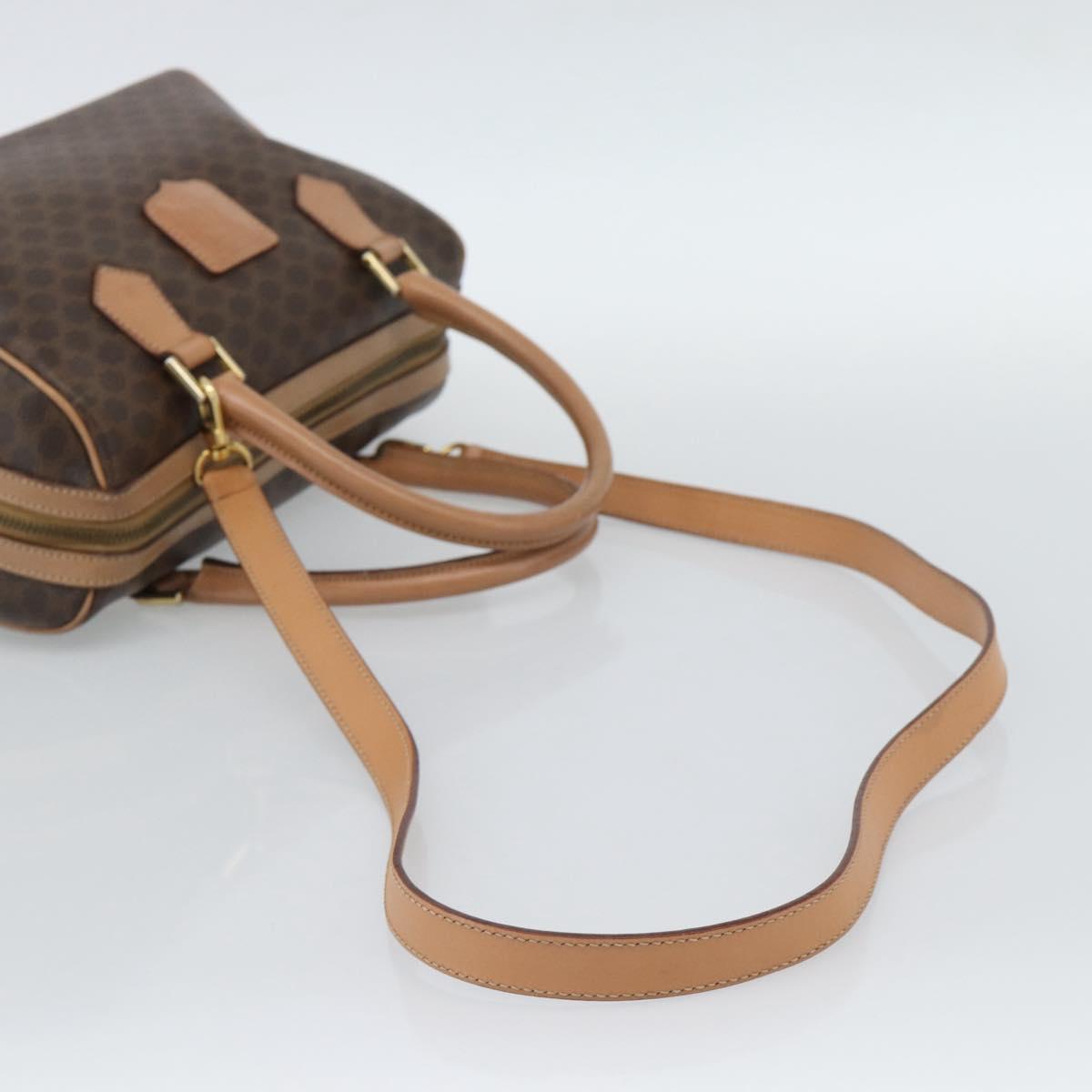 CELINE Macadam Canvas Hand Bag PVC Leather 2way Brown Gold Auth BA13498A
