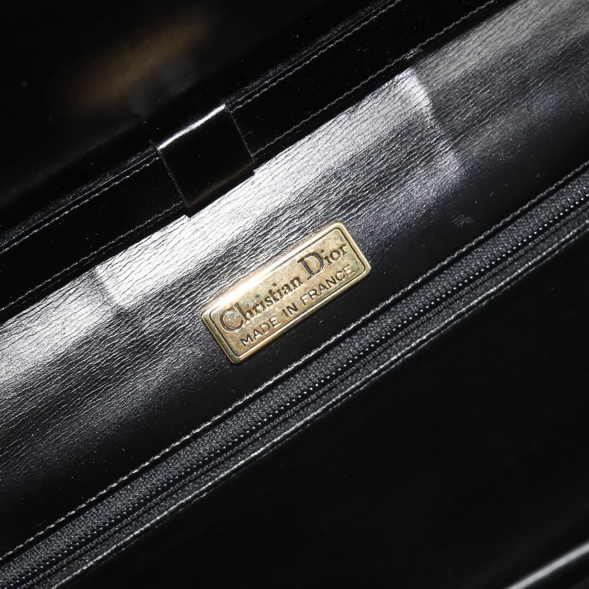 Christian Dior Shoulder Bag Leather Black Gold Auth BA13501