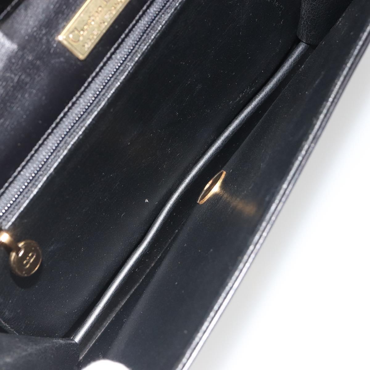 Christian Dior Shoulder Bag Leather Black Gold Auth BA13501