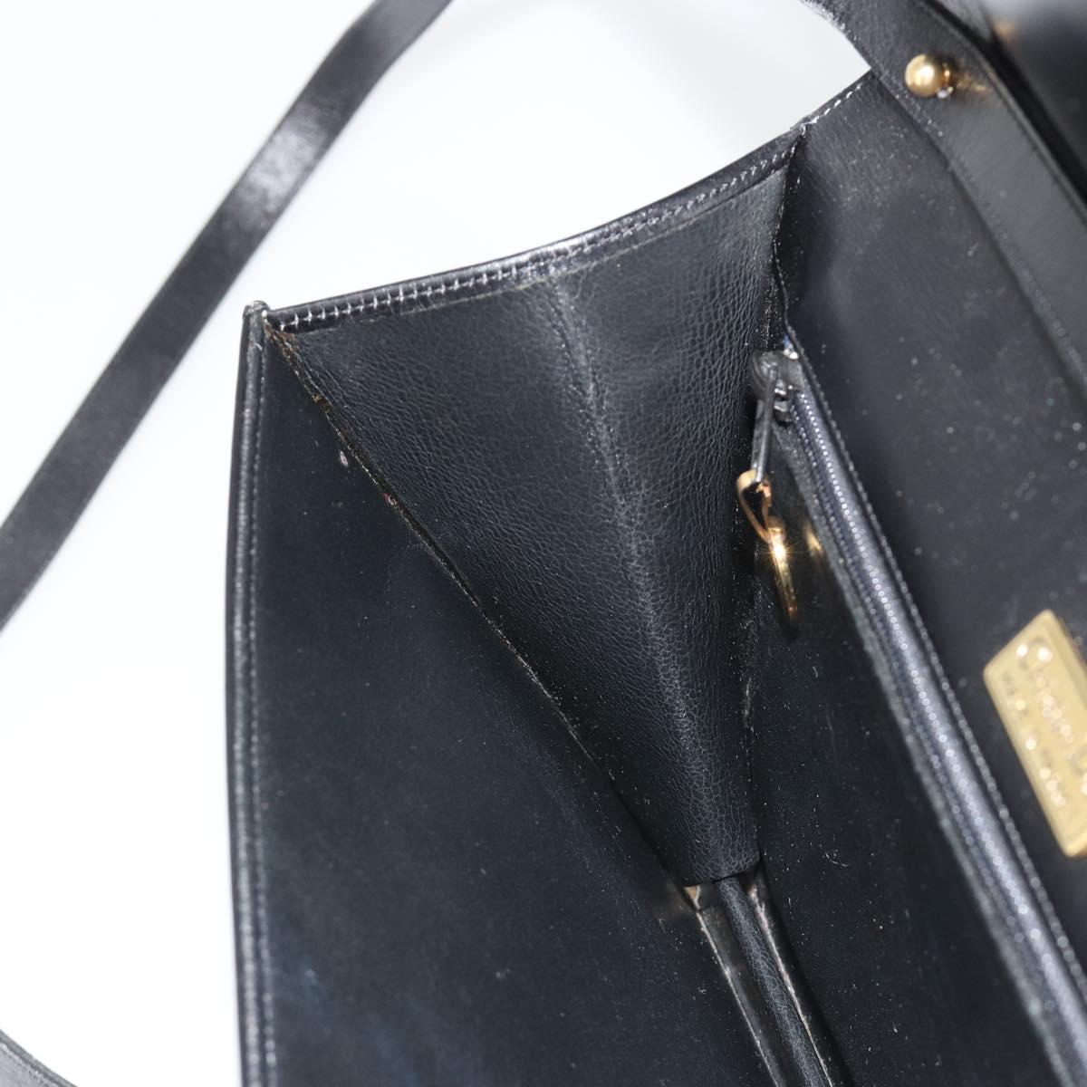 Christian Dior Shoulder Bag Leather Black Gold Auth BA13501
