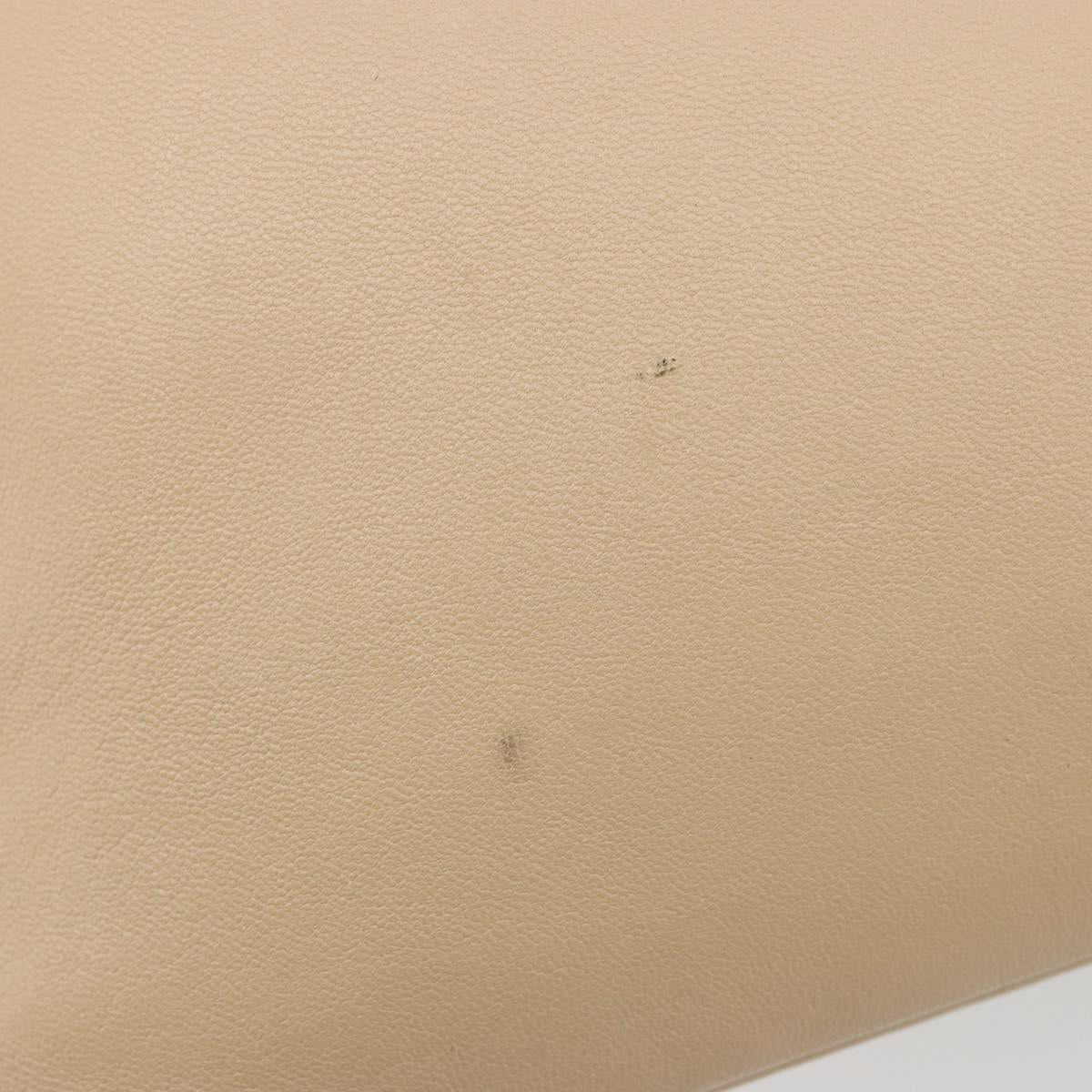 CELINE Trio Shoulder Bag Leather Beige Gold Auth BA13504V